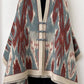 Print Toggle Front Cape Cardigan: WINE / One Size
