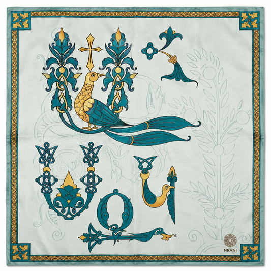 Trchnagir Armenian Alphabet Poly Silk Scarf 8