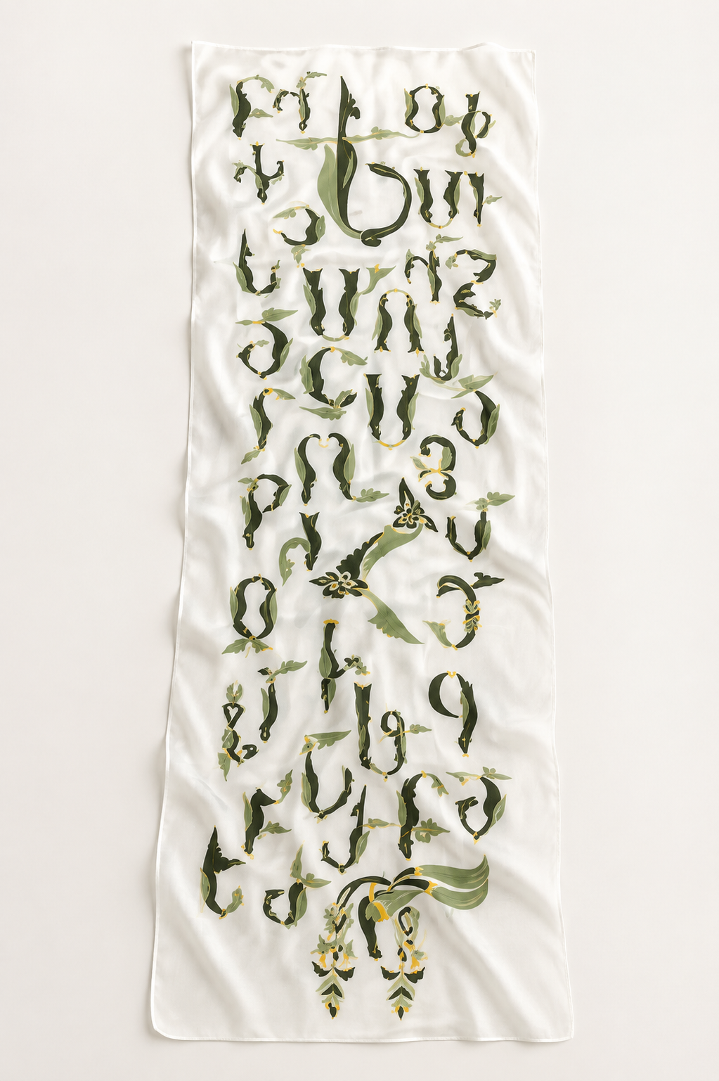 Batik Armenian Alphabet Silk Scarf 2