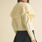 Cape-effect Cable Knit Cardigan: CREAM / Contemporary