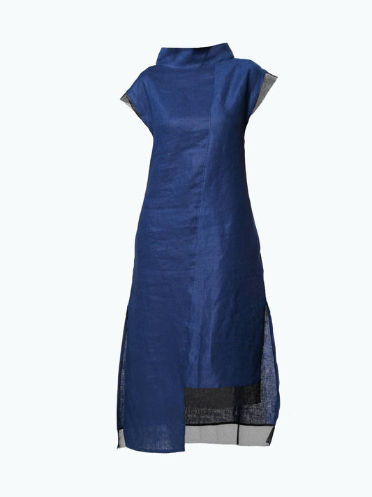 Elegant Asymmetric Dress: Blue / XL