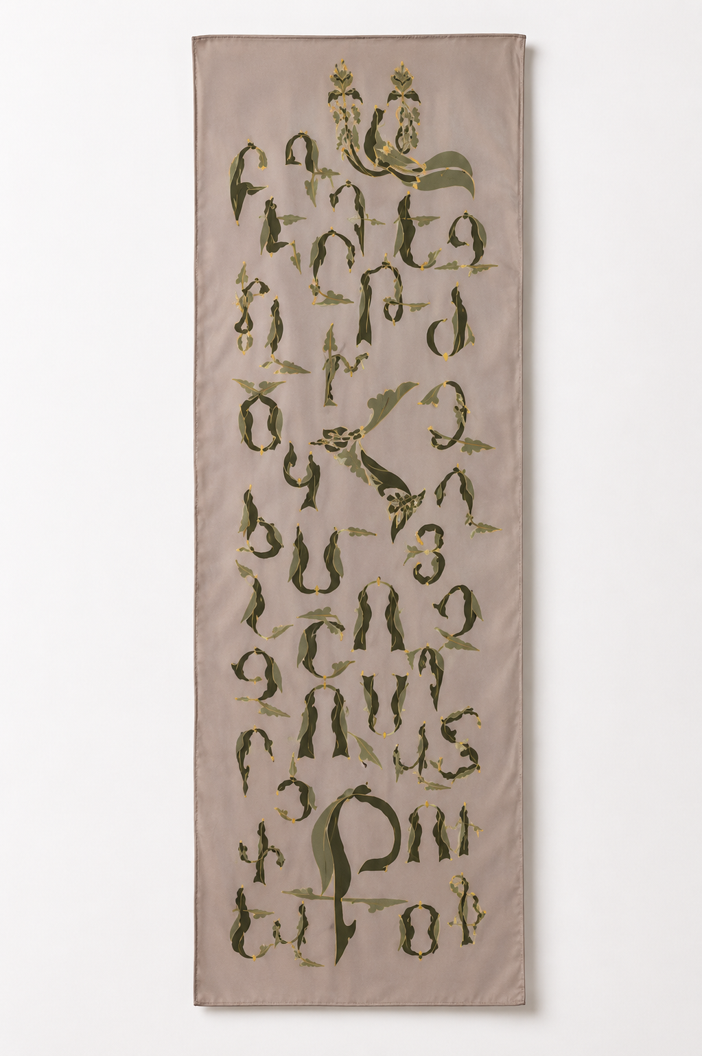 Batik Armenian Alphabet Silk Scarf