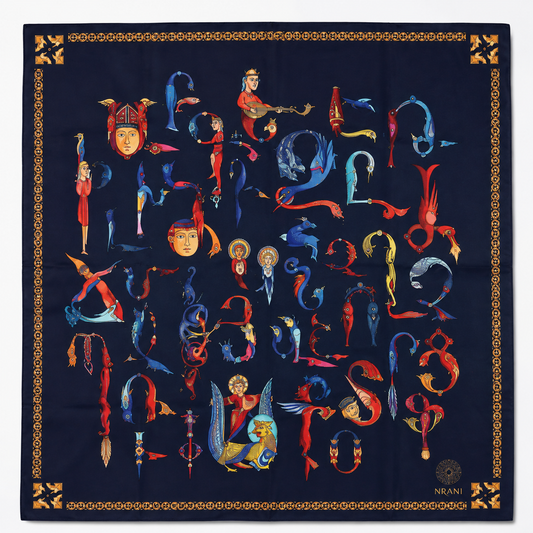 Trchnagir Armenian Alphabet Poly Silk Scarf 5