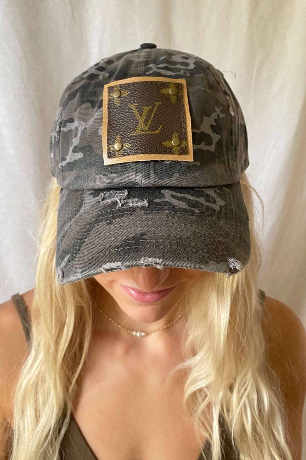 Up-Cycled Black Camo Cap