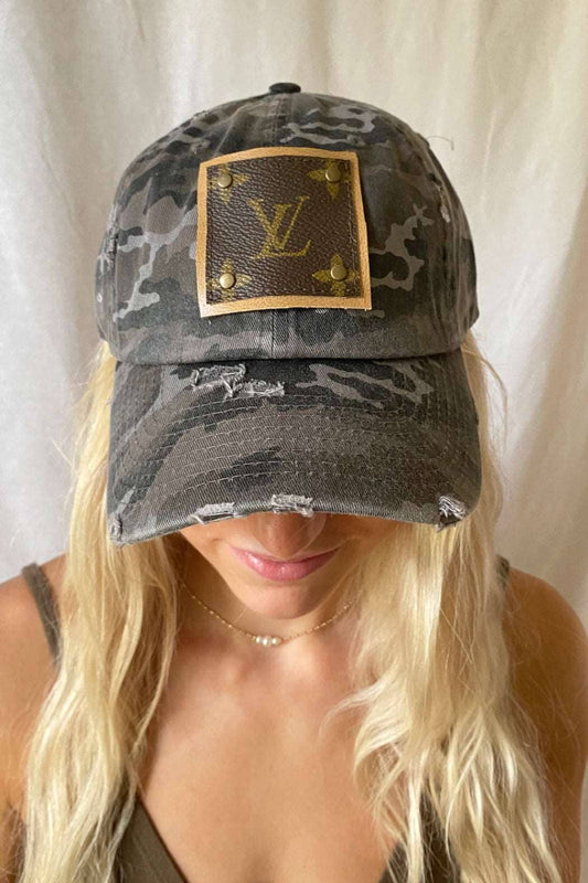 Up-Cycled Black Camo Cap
