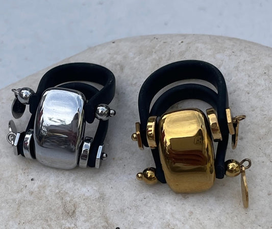 Silver and Gold Hematite Ring