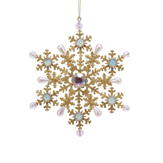 The Snowflake Ornament with Blue stones and Pearls