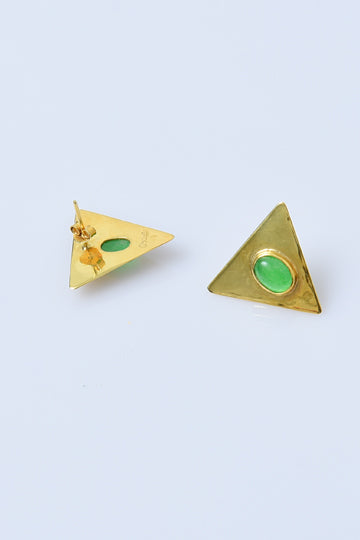 Gold-Plated Sterling Silver Triangle Earrings with Chalcedony - MIRAYJEWELRY