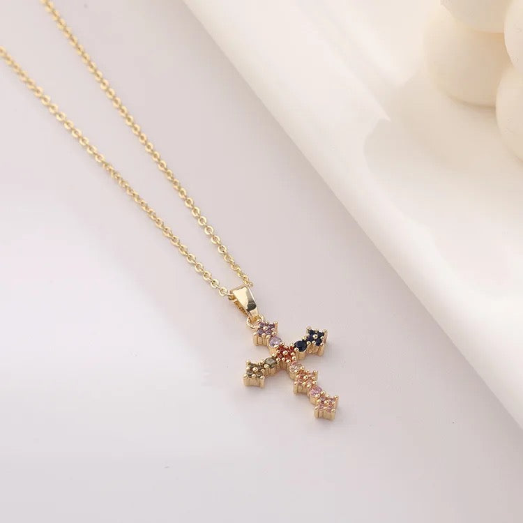 Colorful Gold plated Cross