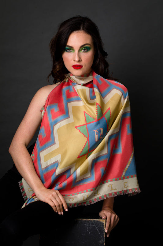 Armenian Alphabet #3 Silk Square scarf - Lusanet Collective