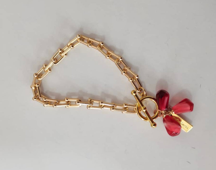 Pomegranate Seeds Bracelet in Gold & Red