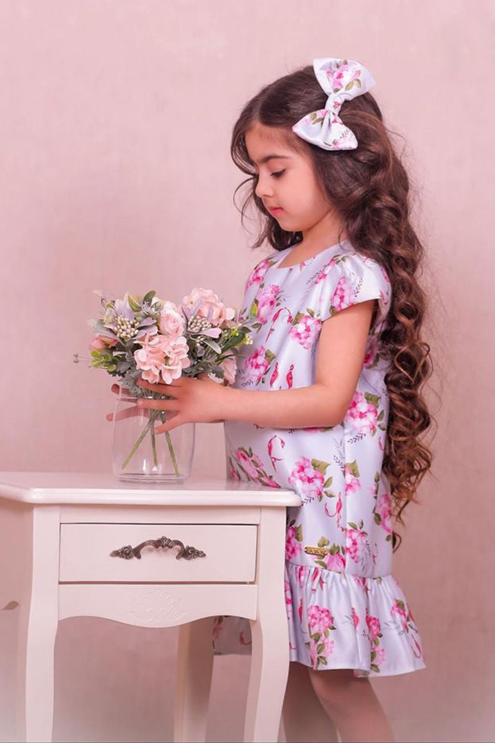 Grey & Pink Floral Alphabet Dress