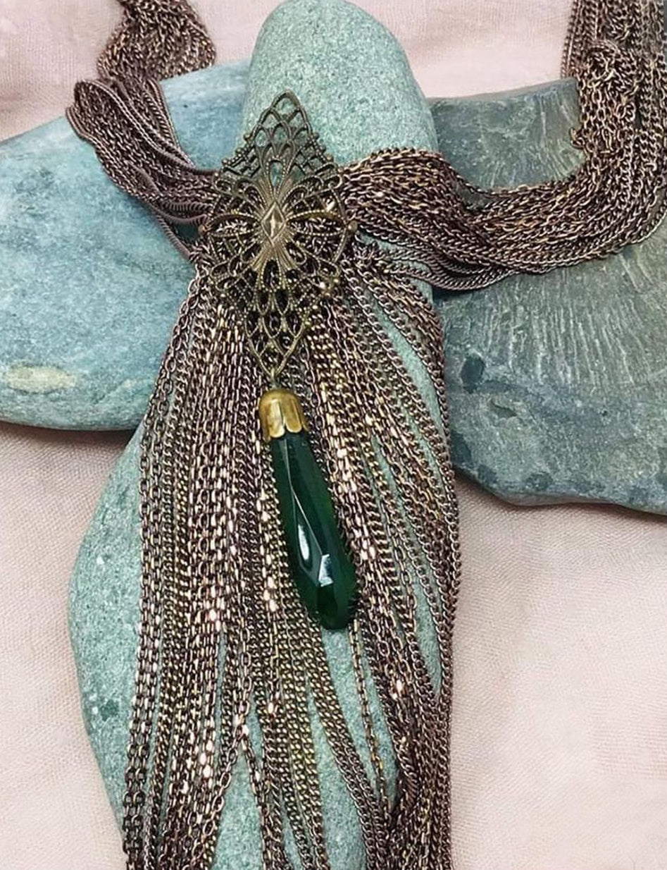Night Necklace with Green Stone