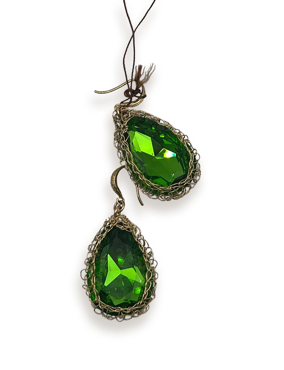 Green Stone Swarovski Gold  Earrings