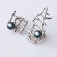 Vienna My Love set of the silver cuff & stud with black pearls - Lusanet Collective