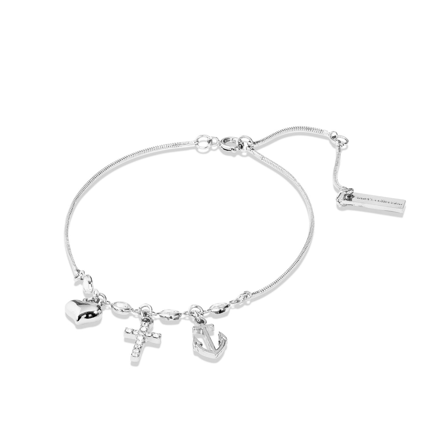 Trinity- Heart, Cross, Anchor Bracelet/ Anklet with Crystals - Lusanet Collective